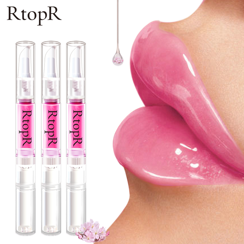 RtopR 3 cái Cherry Blossom Lip Moisturizing Anti-Wrinkle Serum 3ml-INTL