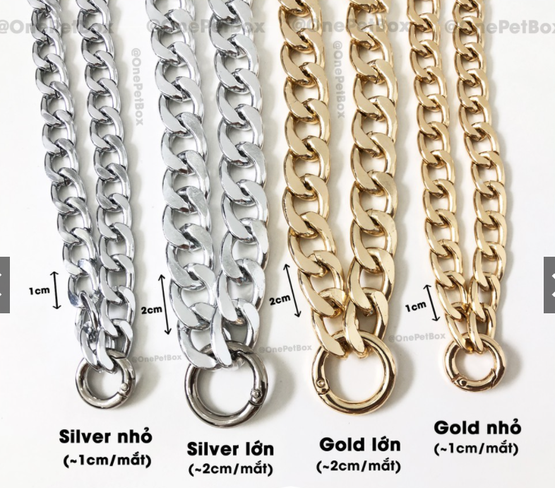 Vòng cổ cho Chó Mèo - Dây chuyền cho thú cưng MẠ VÀNG MẮT XÍCH
