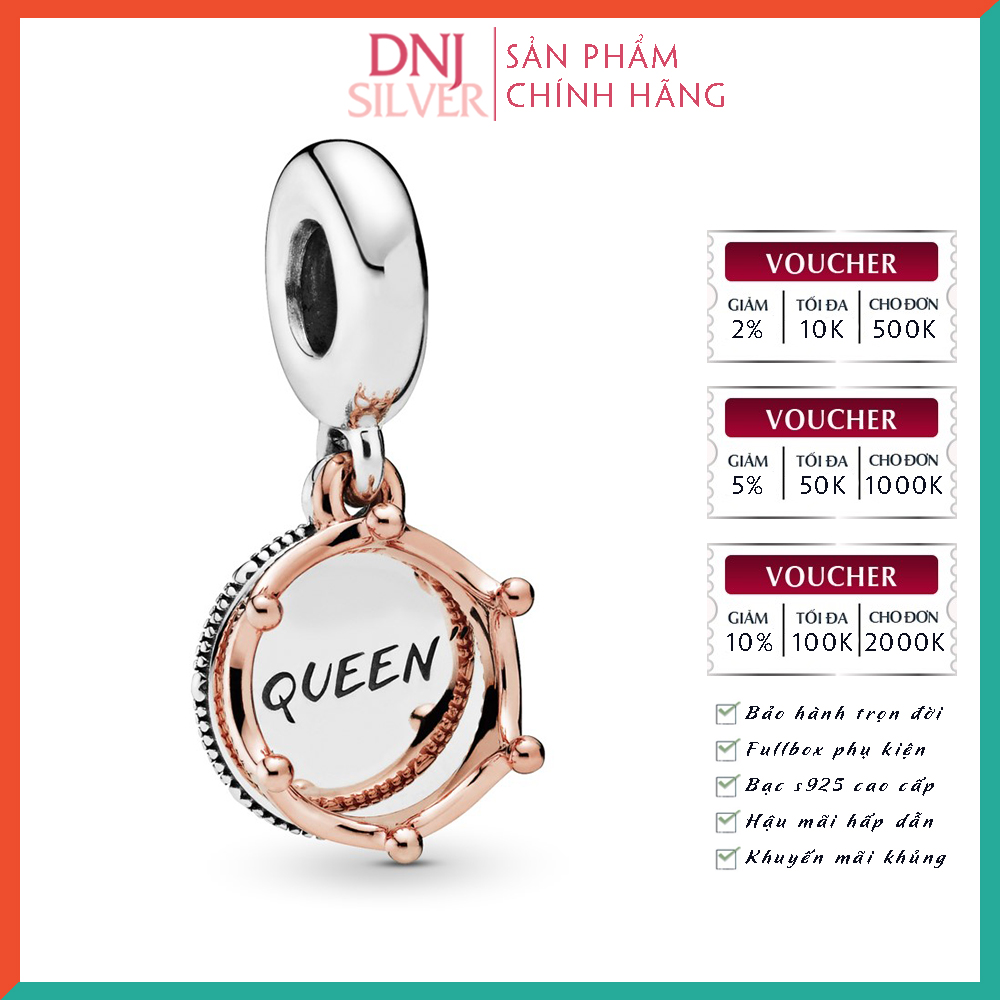 Charm bạc 925 cao cấp, hàng chuẩn bạc - Charm Queen & Crown thích hợp để mix vòng tay charm - DN267