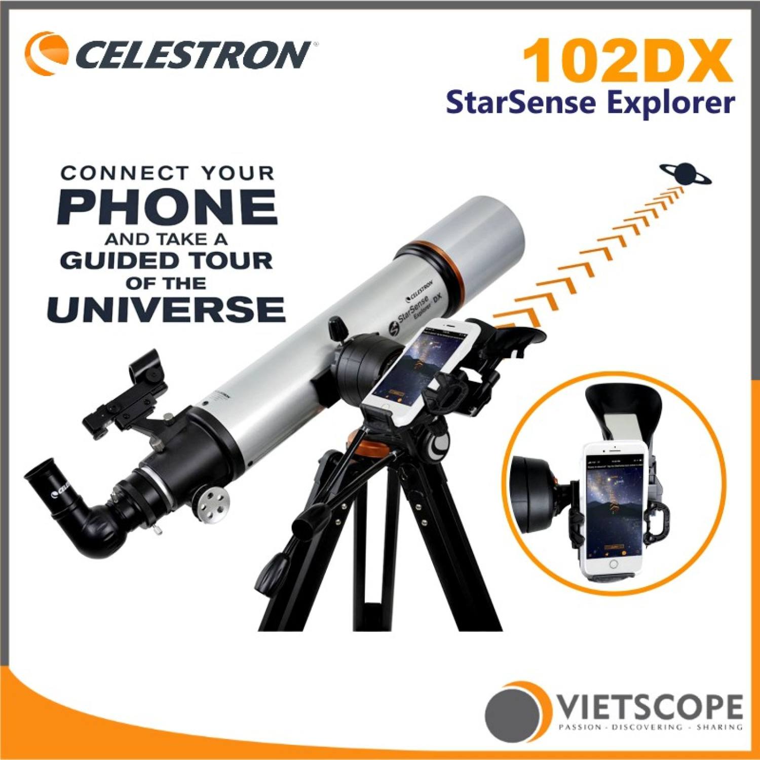 Kính thiên văn khúc xạ Celestron StarSense Explorer DX 102AZ tự động định vị tìm sao
