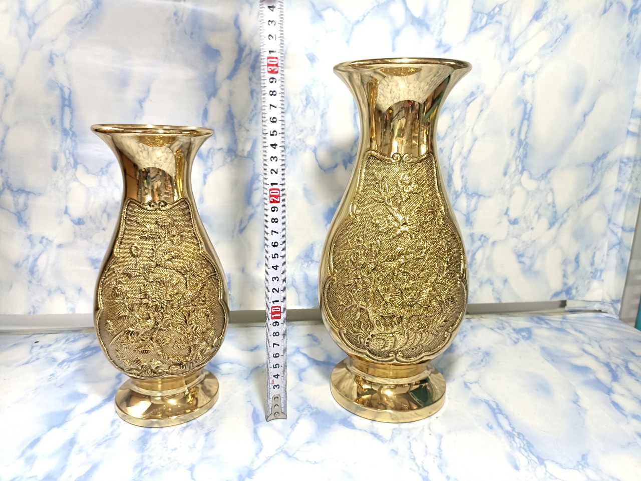Bình bông miệng túm bằng đồng cao 25cm, 30cm