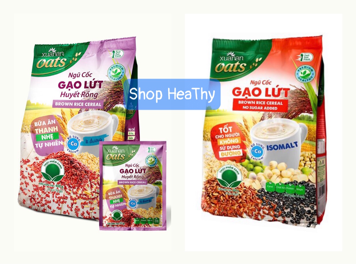 ComBo NC Gạo Lứt Huyết Rồng 400gr + NC Gạo Lứt Ăn Kiêng 400gr -  Tặng 2 Gói Y.Mạch