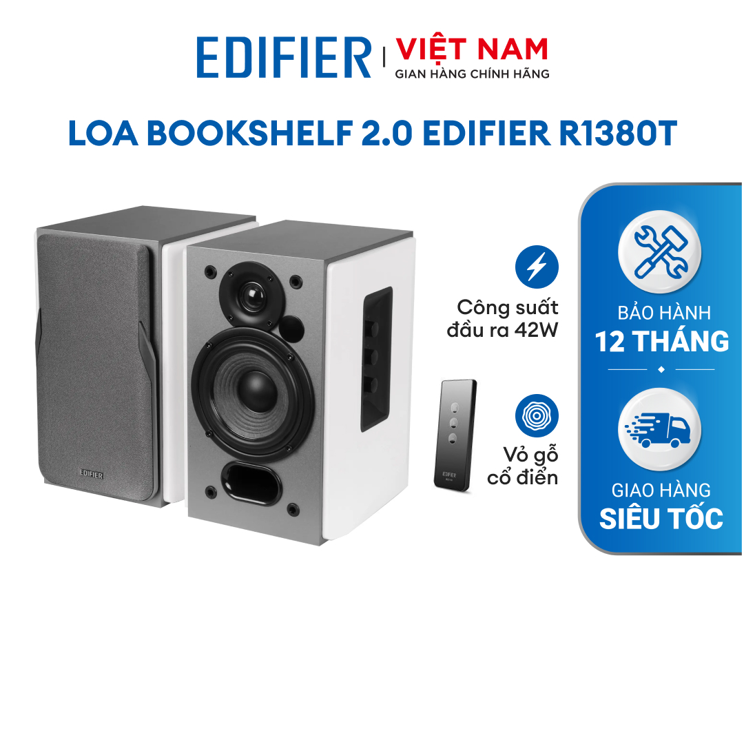 Loa Bookshelf  EDIFIER R1280T | Vỏ gỗ cổ điển | Đầu vào RCA kép | Bảo  Hành 12 Tháng 