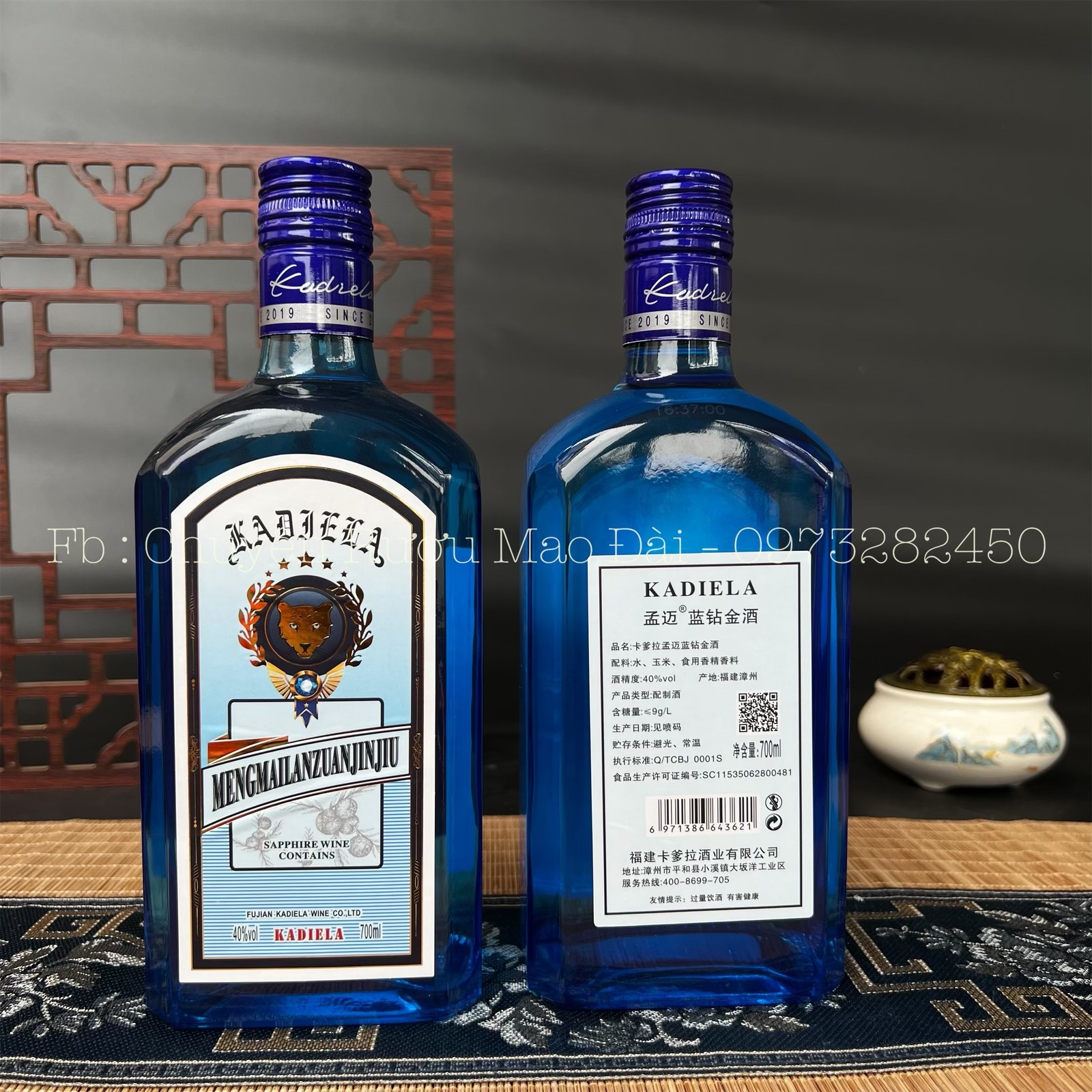 Mẫu xanh pha lê Gin Gin Blue Diamond 700ml 40vol có thể kết hợp cocktail