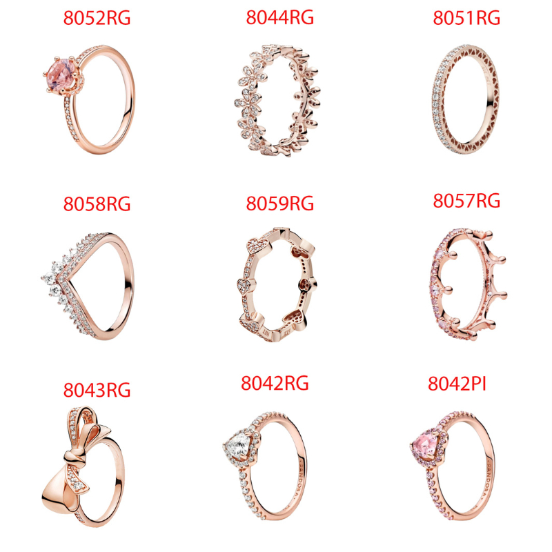 Nhẫn Pandora thời trang bạc S925 cao cấp màu vàng hồng - Nobox