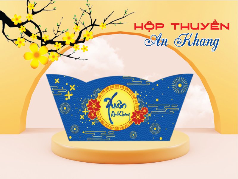 Khay thuyền đựng giỏ quà tết cao cấp kingbox