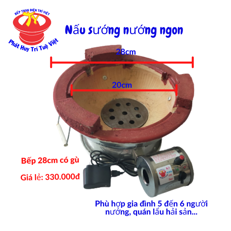 [HCM]Lò nướng than điện size 28cm loại có gù kèm quạt điện và dây sạc