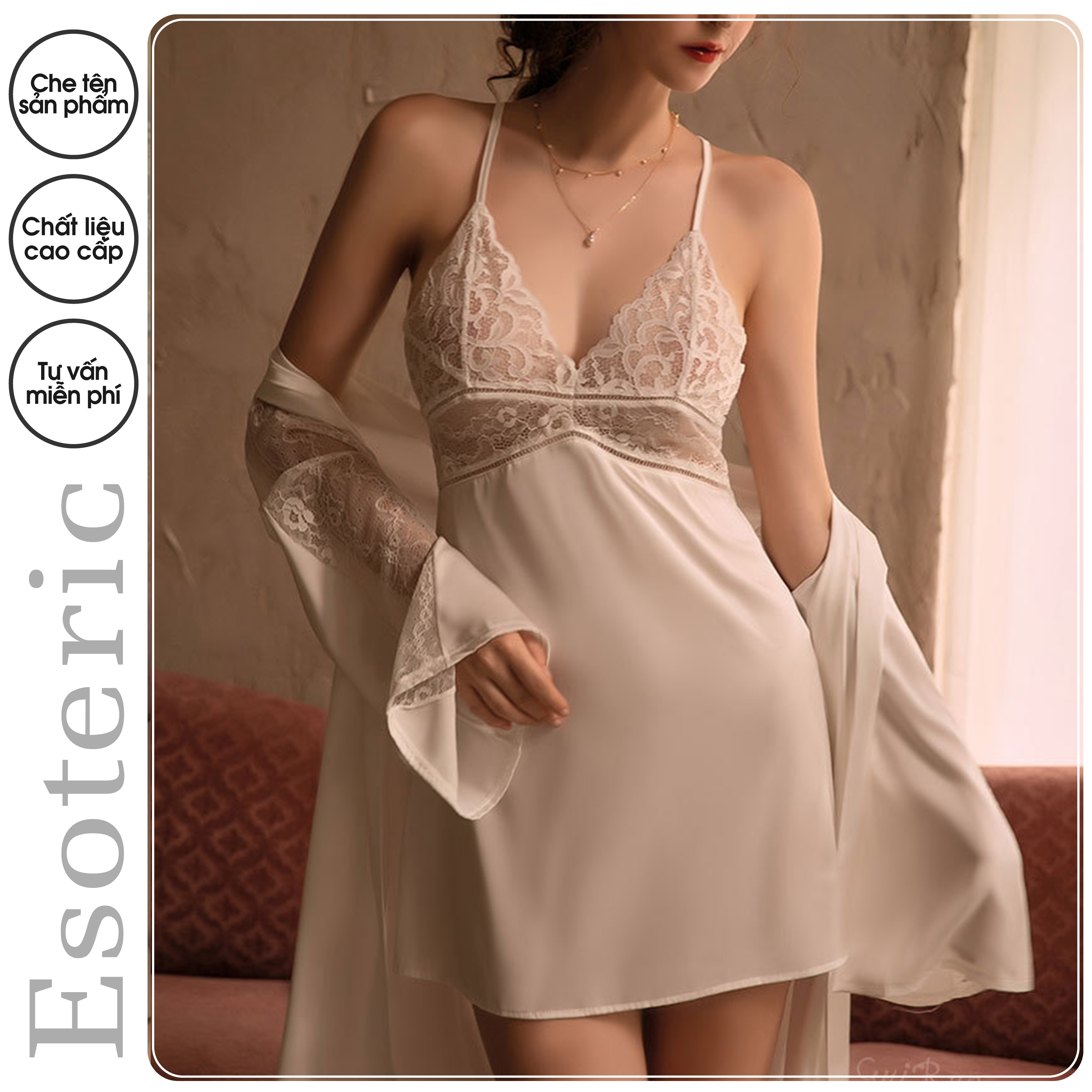 Váy ngủ lụa phối ren cao cấp 2 dây quyến rũ sexy MST24