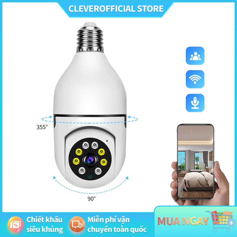 ⚡Miễn Phí Vận Chuyển⚡ Camera 4G Wifi Đuôi Bóng Đèn Xoay 360 Độ 3.0Mps Đàm Thoại 2 Chiều Hồng Ngoại Ban Đêm - 1080P