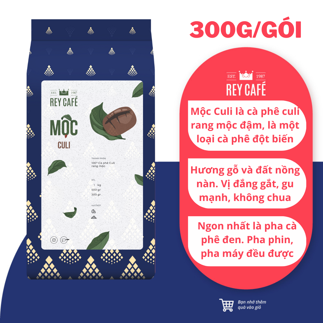 300gr cà phê rang mộc culi - pha phin/máy - coffee nguyên chất rang mộc - rey cafe