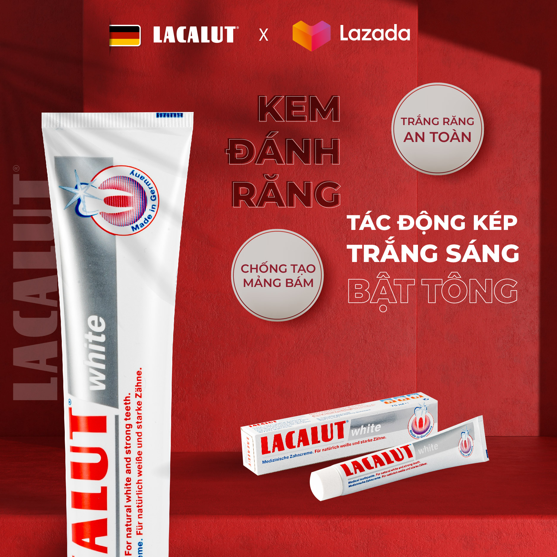 Kem đánh răng lacalut white - làm trắng răng, bảo vệ men răng | chính hãng chlb đức