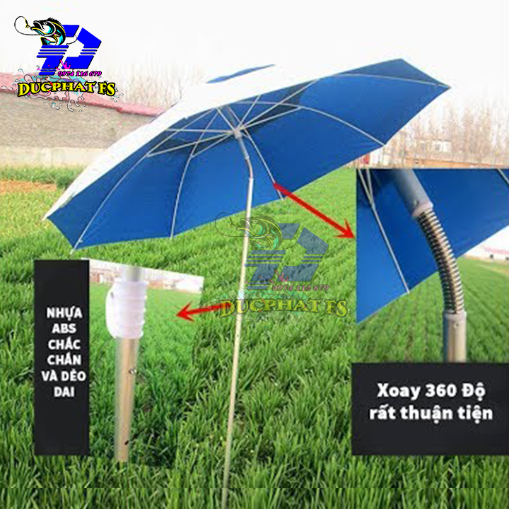 Ô dù che nắng mưa câu cá. hai màu, đường kính 1m8 xoay 360 độ