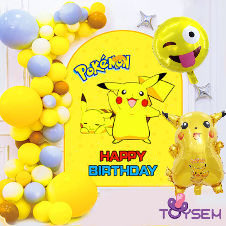 Bộ trang trí sinh nhật pokemon - Đồ trang trí tiệc thôi nôi - Bong bóng happy birthday - Chữ trang trí đầy tháng - Sét trang trí tiệc sinh nhật cho bé trai bé gái cute