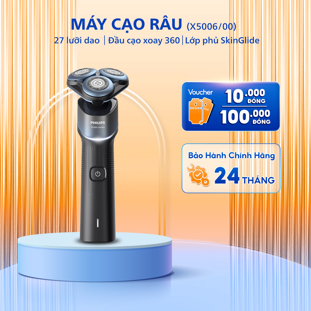 Máy Cạo Râu Khô và Ướt PHILIPS X5006, Đầu Cạo Linh Hoạt 360 Độ, Bảo Hành Chính Hãng 2 Năm