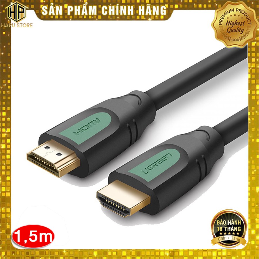 Cáp HDMI 2.0 Ugreen 40461 dài 1,5M hỗ trợ 3D full HD 4Kx2K cao cấp - HapuStore