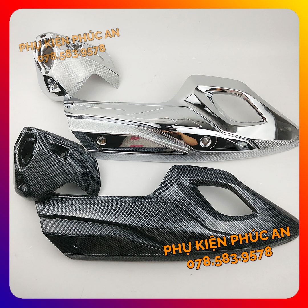 Ốp che ống pô xe sh nam năm 2017 2018 2019 pát bô cách nhiệt ống xả sh việt 125 + chụp đuôi đít pô xi inox carbon