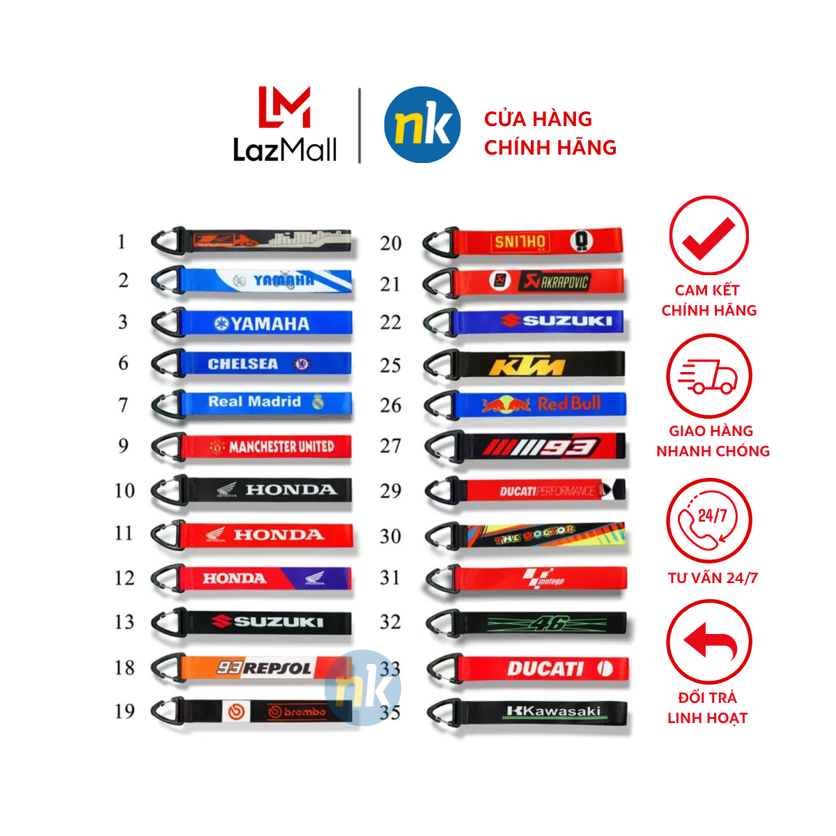 Móc khoá, dây Đeo Chìa Khóa xe Tự Thiết Kế, các nhãn hiệu Xe, phong cách thể thao hiện đại - Giao màu mẫu ngẫu nhiên