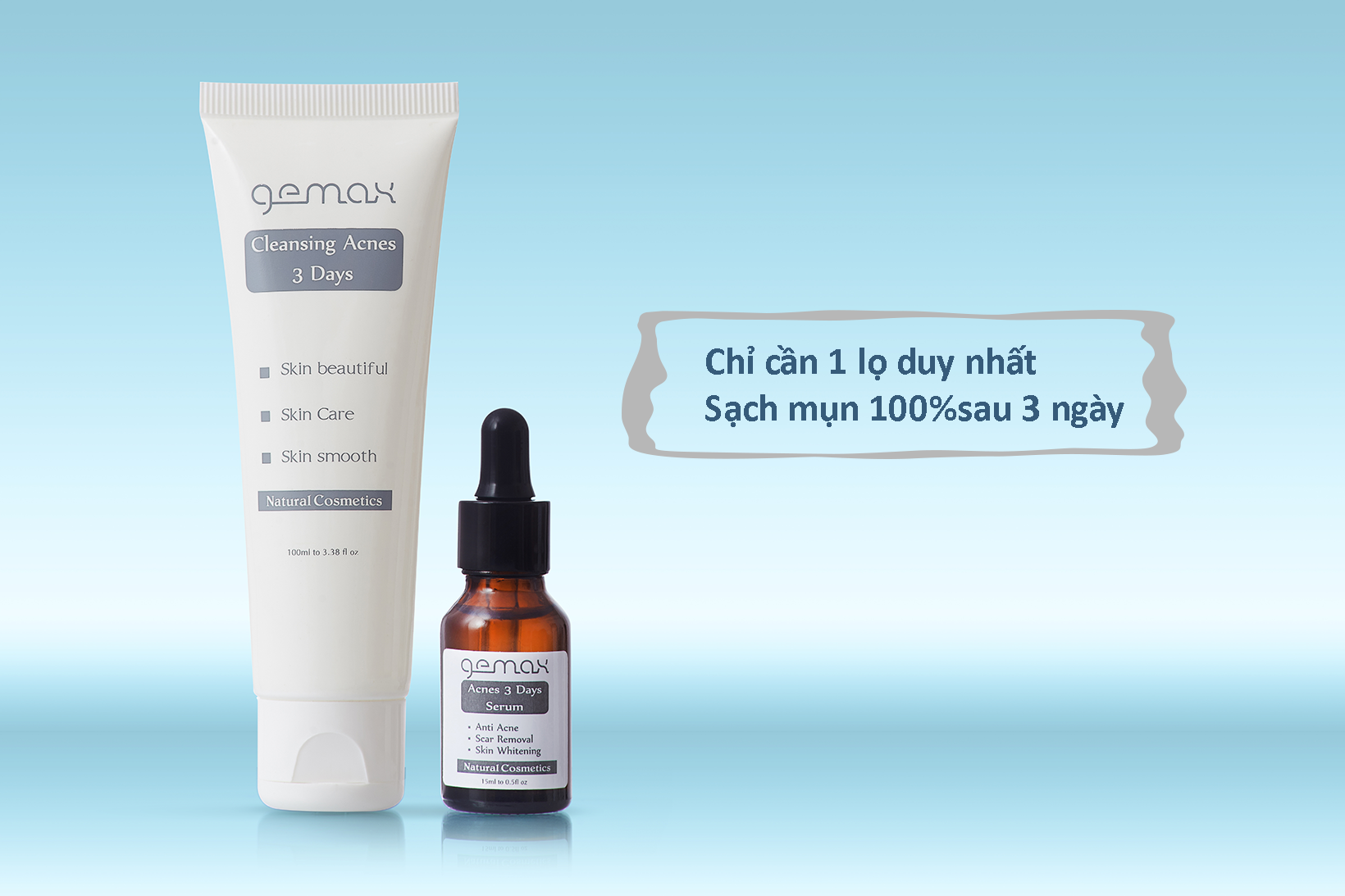 [HCM]COMBO GEMAX - Giúp da mịn màng trắng hồng rạng rỡ không còn mụn thâm - Hiệu quả chỉ sau 3 ngày