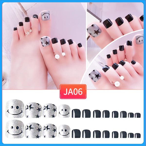 Hộp 24 Móng chân giả , nail giả , móng giả C27 (kèm keo dán)