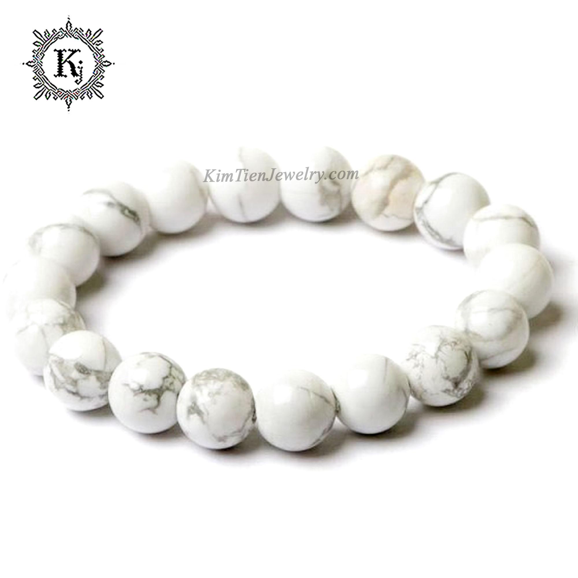 Vòng Tay Phong Thủy Đá San Hô Trắng 10 Ly ( Free Size ) - Hợp Mệnh Kim , Thủy- Cam Kết Như Ảnh 100% - Tặng Kèm Dây , Đá