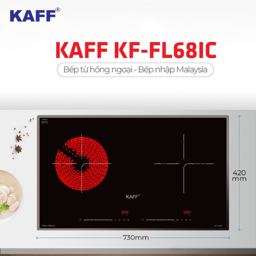 Bếp từ đôi hồng ngoại cảm ứng kaff kf-fl68ic - bảo hành chính hãng 05 năm