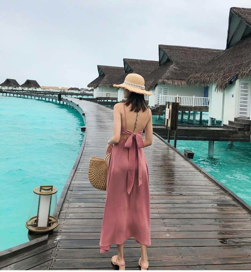 Đầm váy maxi 2 dây thời trang Công Sở Athens chất liệu Voan lụa, thích hợp các kỳ nghỉ, du lịch, đi biển, one size từ 42 - 55kg