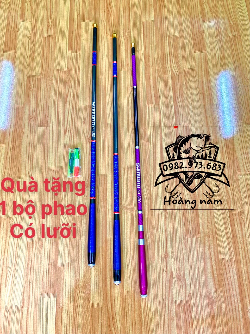 Cần câu tay shimano 5h 3m6/ 4m5 / 5m4 / 6m3. cần cuốn chỉ 5h tặng kèm bộ phao tóm sẵn có lưỡi