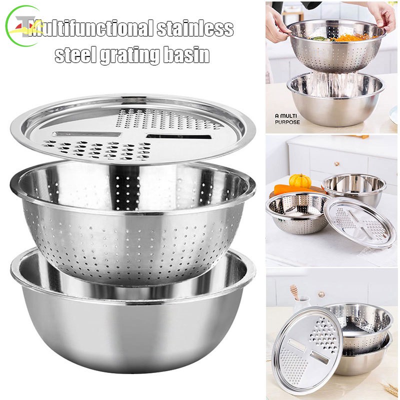 Combo 5 thau và rổ inox hàng cao cấp loại 1 bộ 5 thau rổ inox cao cấp không gỉ sáng bóng - bộ 5 thau rổ inox cao cấp đa năng tiện dụng - bộ chậu rổ inox. đồ gia dụng cho nhà bếp.
