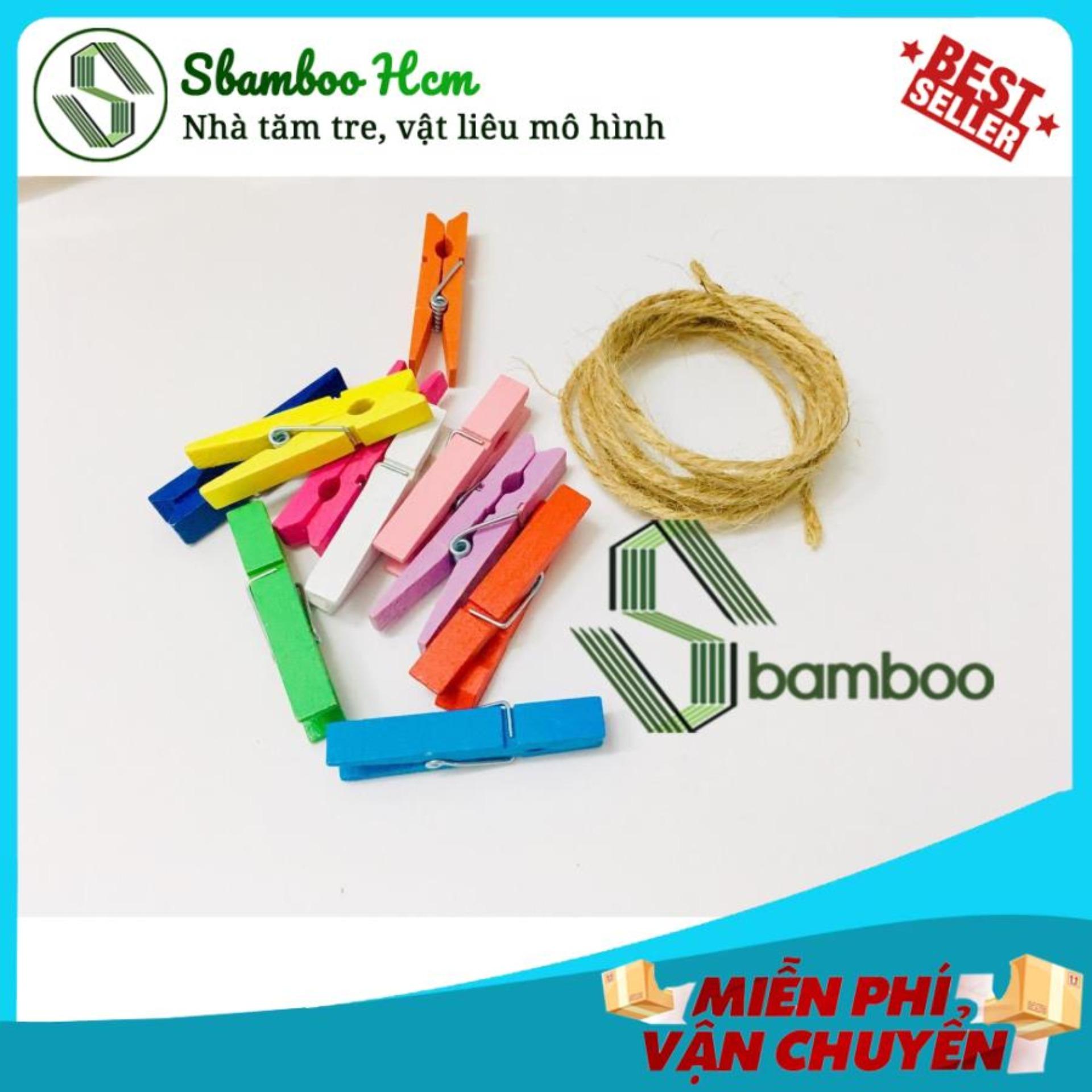 50 Cái Kẹp gỗ nhiều màu, kẹp treo ảnh- Sbamboo