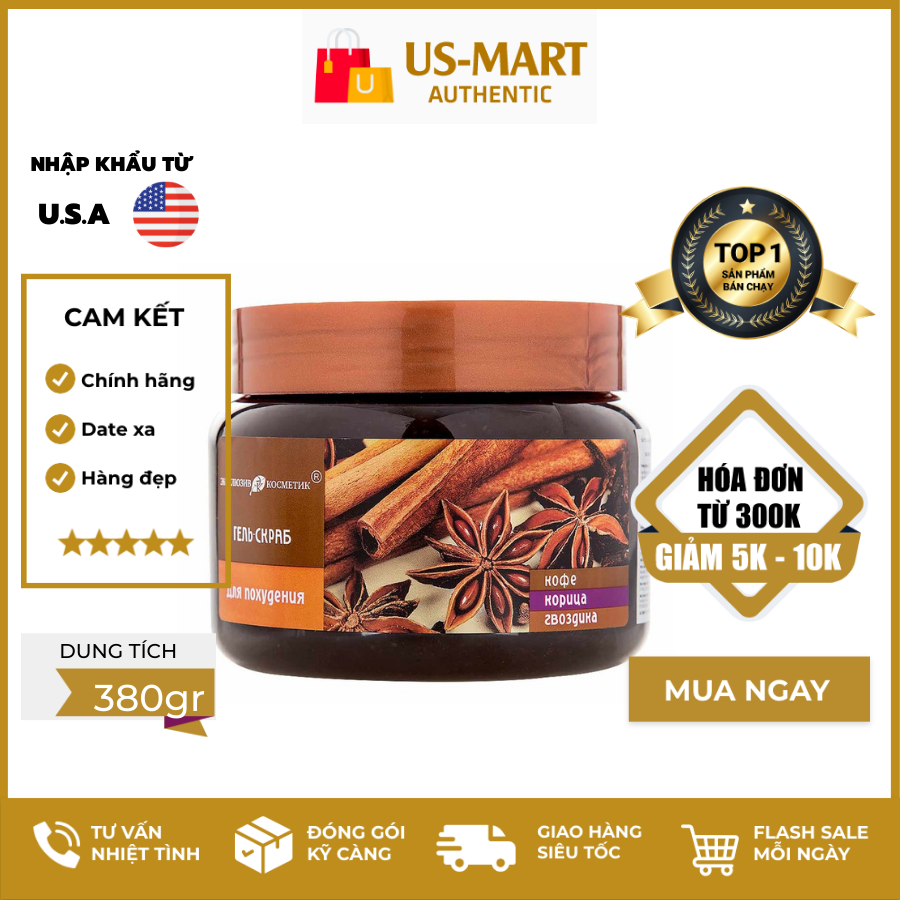 [HCM]Tẩy Tế Bào Chết Body Chiết Xuất Quế Hồi Nga Gel Scrub Coffee Cinnamon Cloves