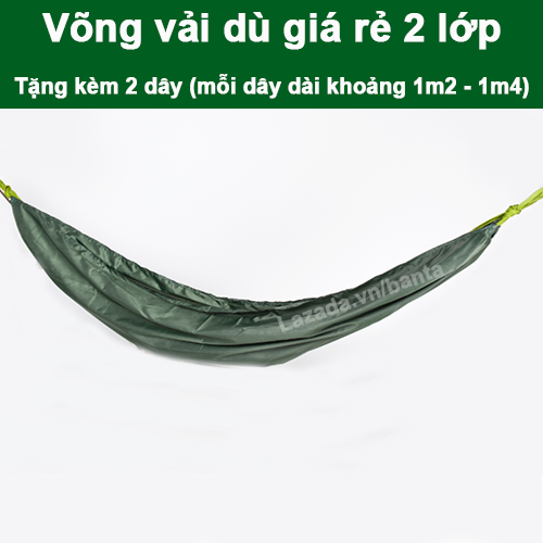 Võng vải dù 2 lớp giá rẻ tặng kèm 2 dây cột võng (mỗi dây dài khoảng 1m2 -1m4)