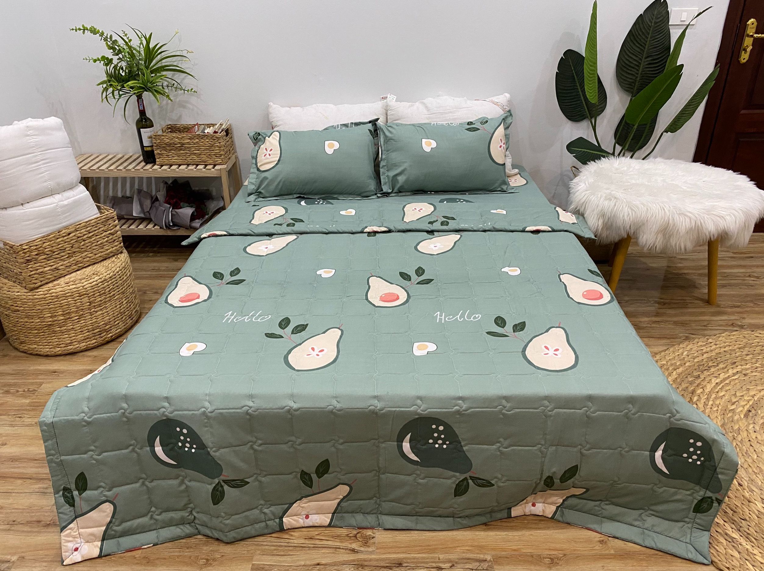 Bộ Chăn Ga Gối Cotton Poly - Bơ Mới ( 3 Món , 4 Món , 5 Món ) Tiệm Nhà Cá