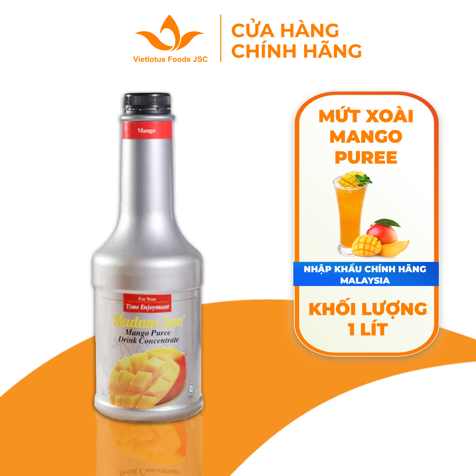 Mứt trái cây pha chế Madamsun vị Xoài chai 1L - Nhập khẩu chính hãng Malaysia