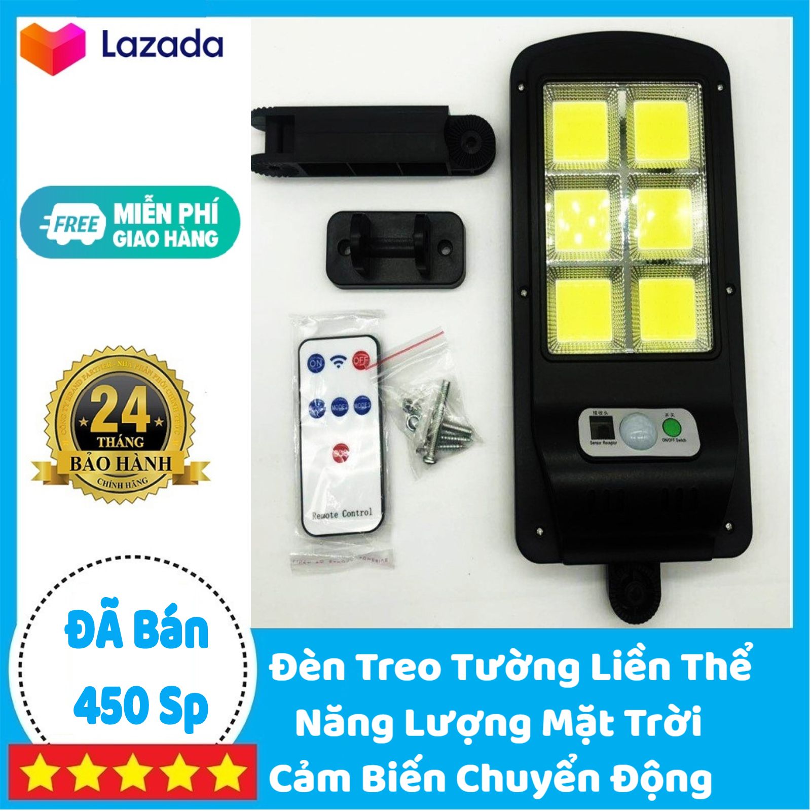 Đèn gắn tường Năng Lượng Mặt Trời- Có Remote, Cảm biến ánh sáng, cảm biến chuyển động