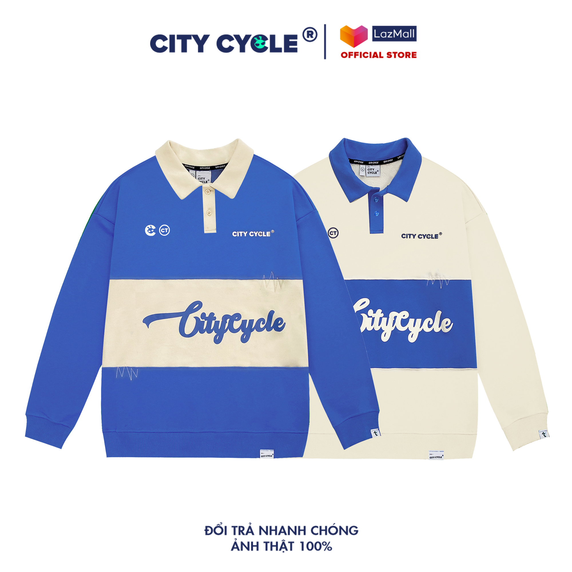 Áo polo dài tay Puzzle City Cycle unisex form rộng nam nữ oversize Local