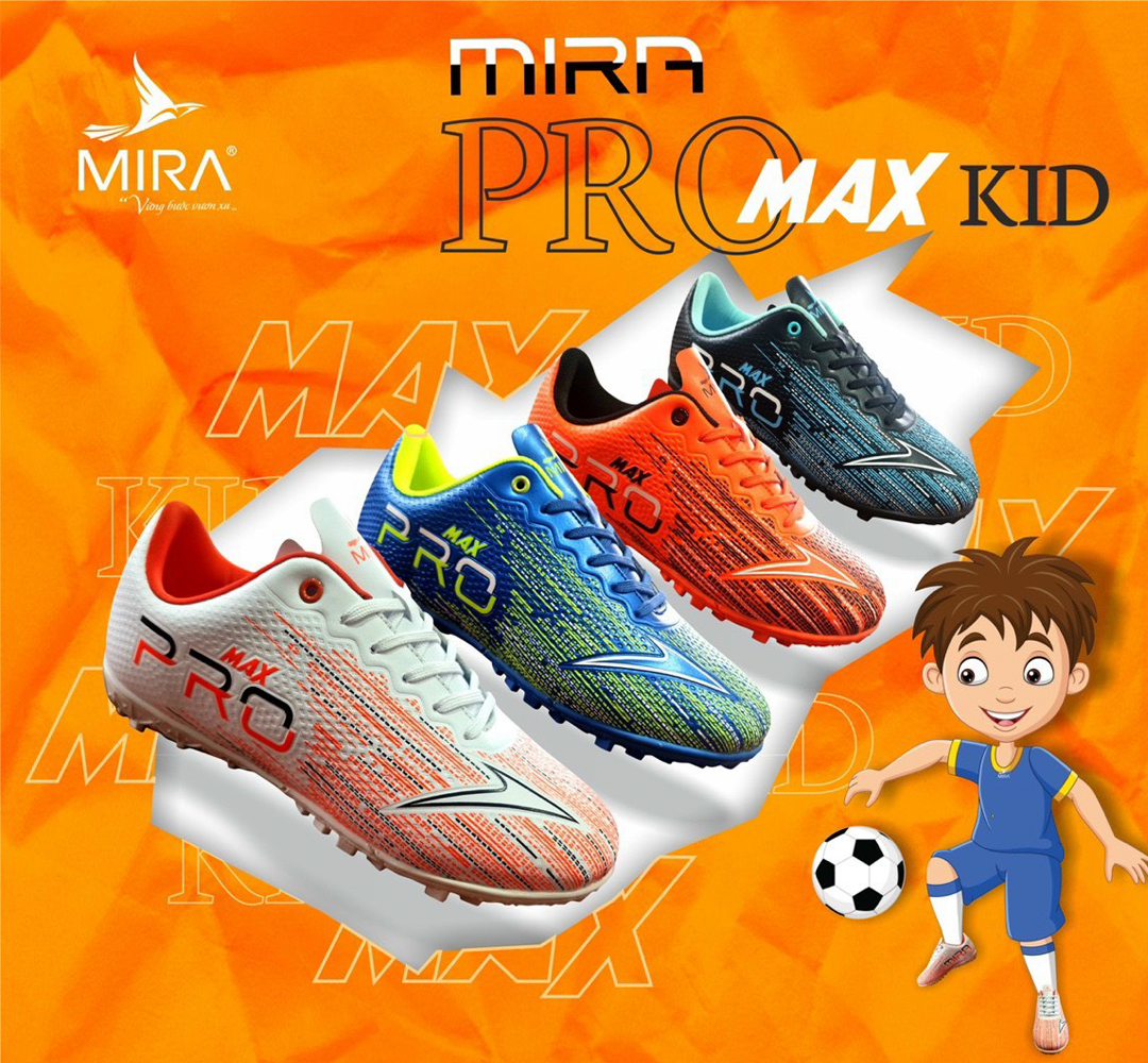 Giày đá banh, Giày bóng đá trẻ em đế đinh sân cỏ nhân tạo Mira Pro Max TF- Dungcusport