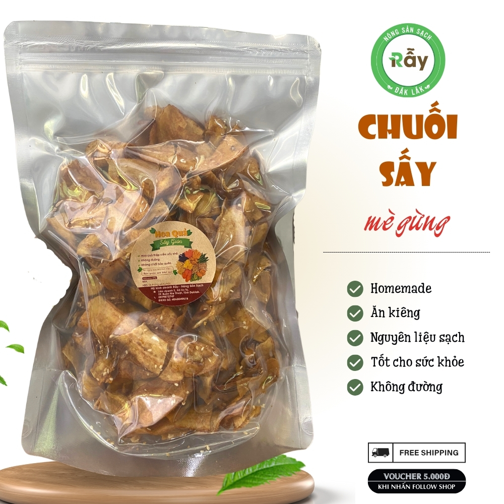 Chuối sấy gừng mè thơm ngon giòn rụm, nguyên miếng không vỡ, chuối sấy nhà làm hương vị tuổi thơ siêu ngon