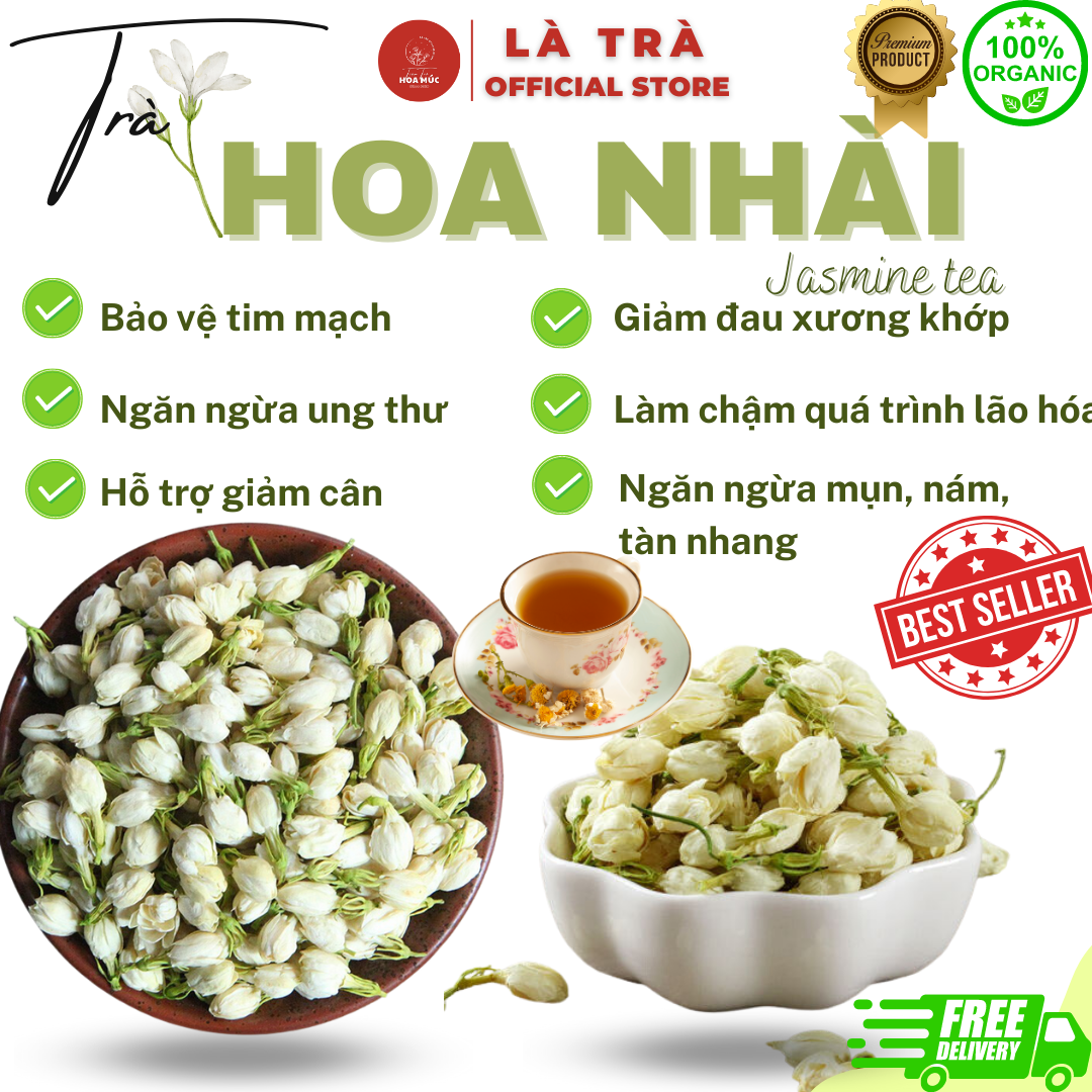 🍀freeshipmax 200g trà hoa lài khô loại 1 hoa nhài khô thượng hạng là trà jasmine tea