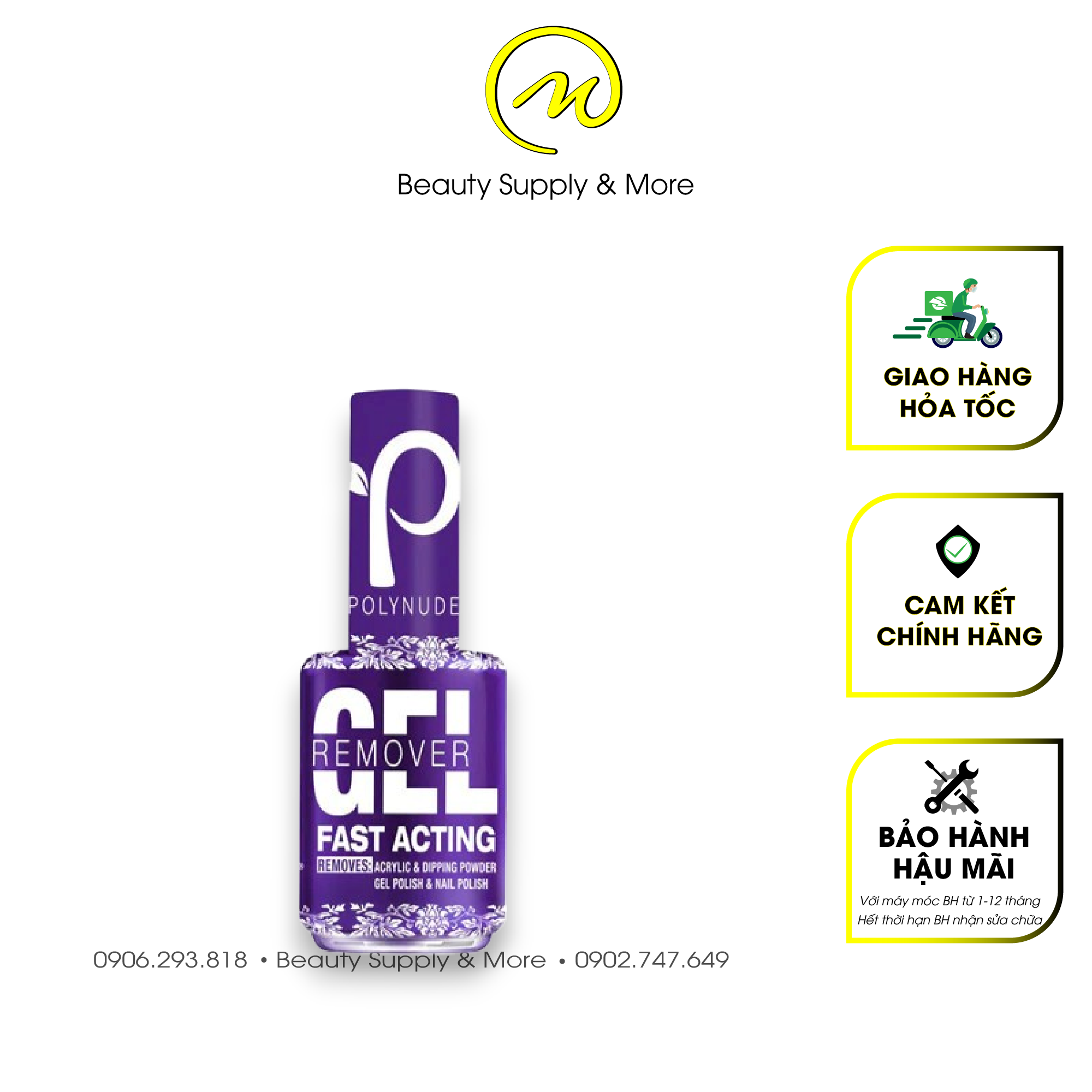 Nước phá sơn gel / tháo sơn gel polynude remover fast acting - không gây rát, kích ứng