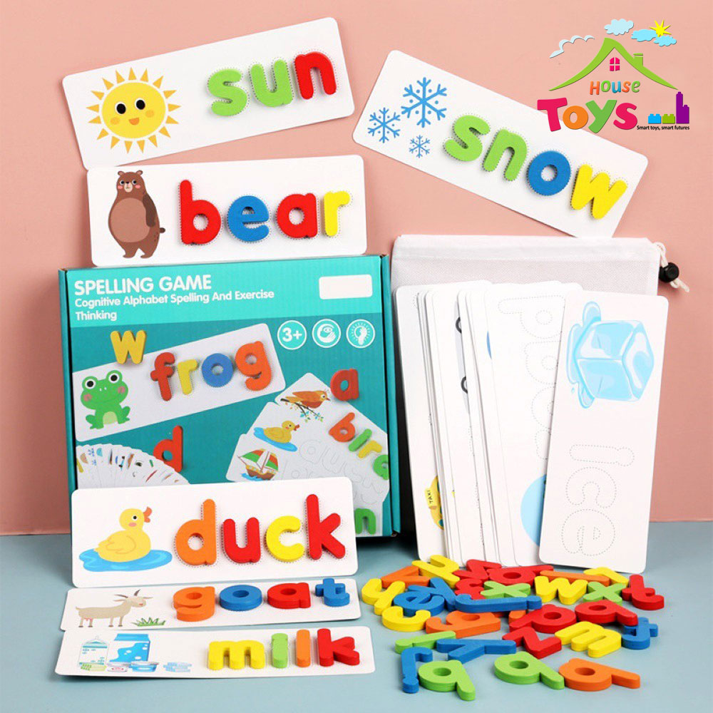 Bộ học thẻ chữ cái tiếng anh bằng gỗ cao cấp - spelling game