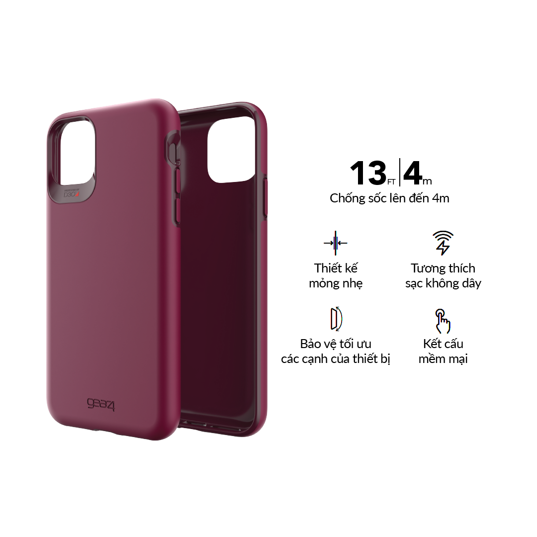 Ốp lưng chống sốc siêu mỏng bảo vệ hai lớp GEAR4 D3O Holborn Apple dành cho iPhone 11 Pro Max