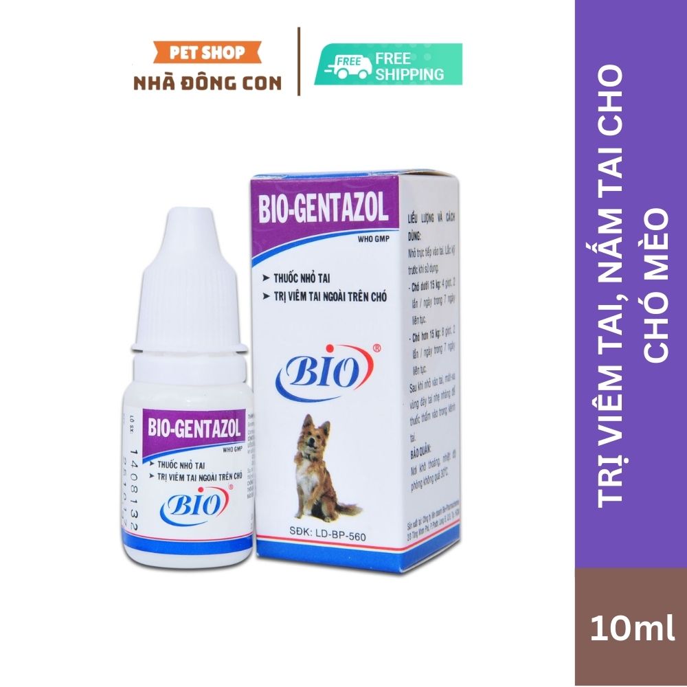 Nhỏ tai Bio Gentazol cho chó mèo 10ml