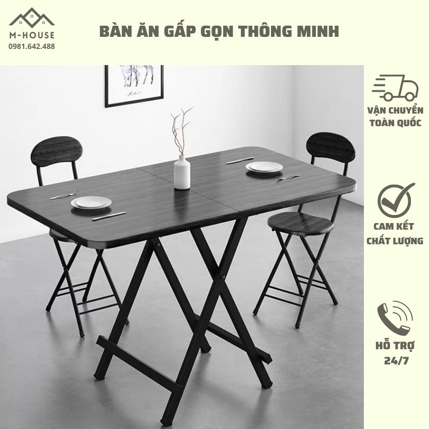 [ HÀNG VN ] Bàn ăn gấp gọn, bàn ăn cơm, bàn xếp gấp gọn thông minh, bàn ăn gỗ, bàn cafe gỗ MDF cao c