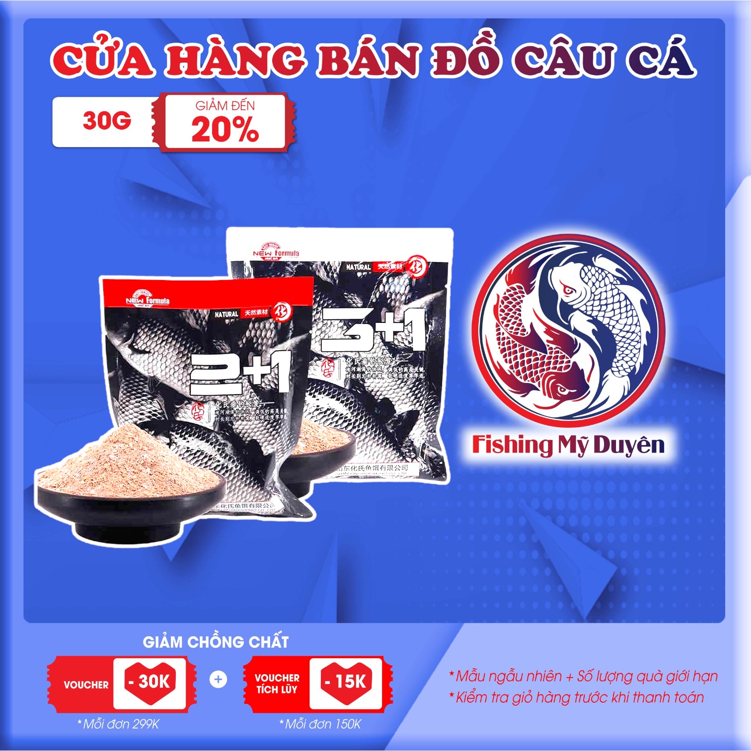 Mồi hua tổng câu cá chép,cá diếc,cá trắm-mồi 2+1-mòi 3+1 siêu nhayjhua 21-mồi 2+1