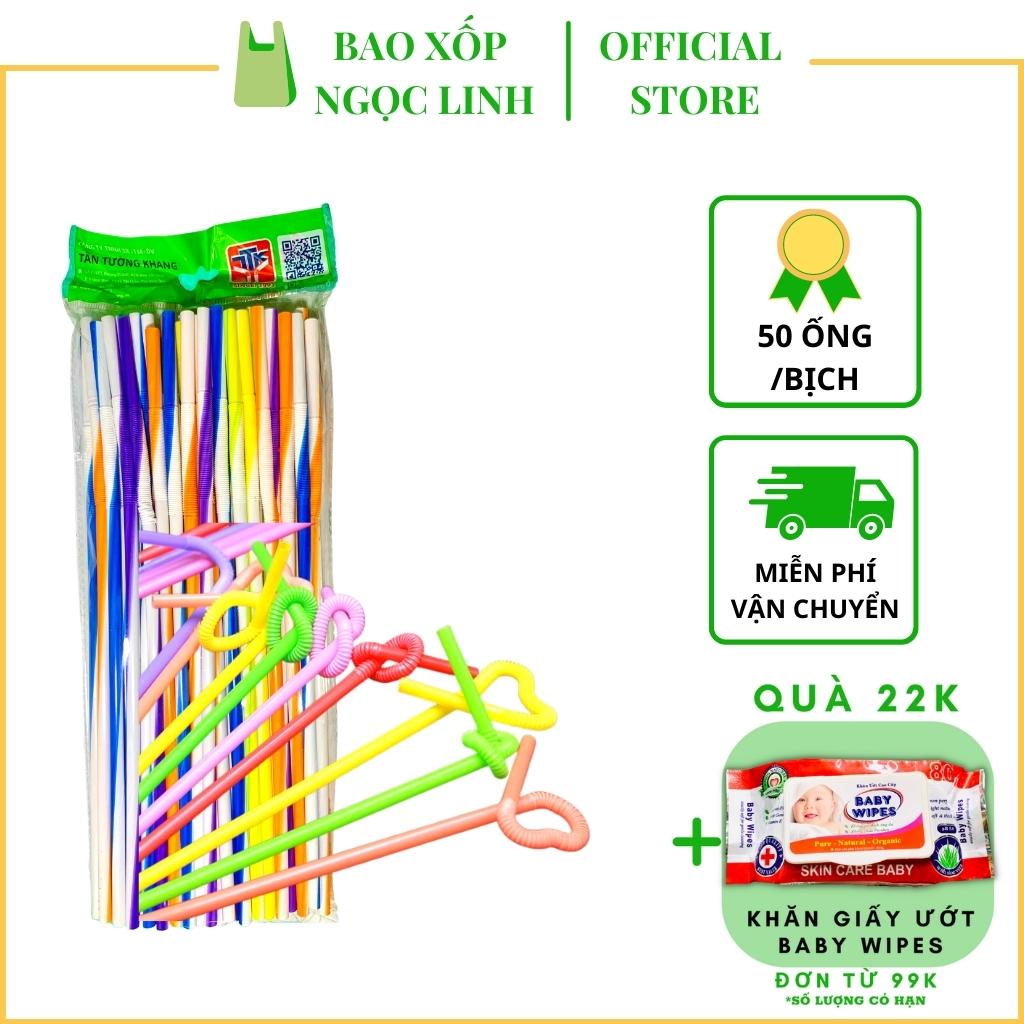 [FREESHIP+Quà22K]Ống hút nghệ thuật Tân Tường Khang 50 ống, Bao Xốp Ngọc Linh A30, ống hút tạo kiểu dùng cho gia đình, quán nước, uống trà sữa, cafe nhiều màu