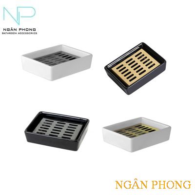 Khay xà phòng kết hợp sứ và inox 304