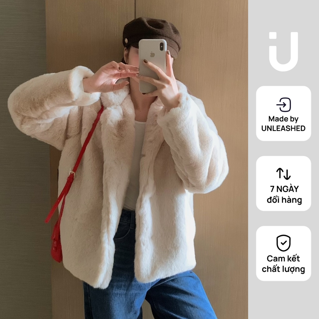 Áo khoác lông mềm mịn dáng ngắn có túi sâu 2 bên sườn Unleashedvn Warmy Faux Fur Jacket