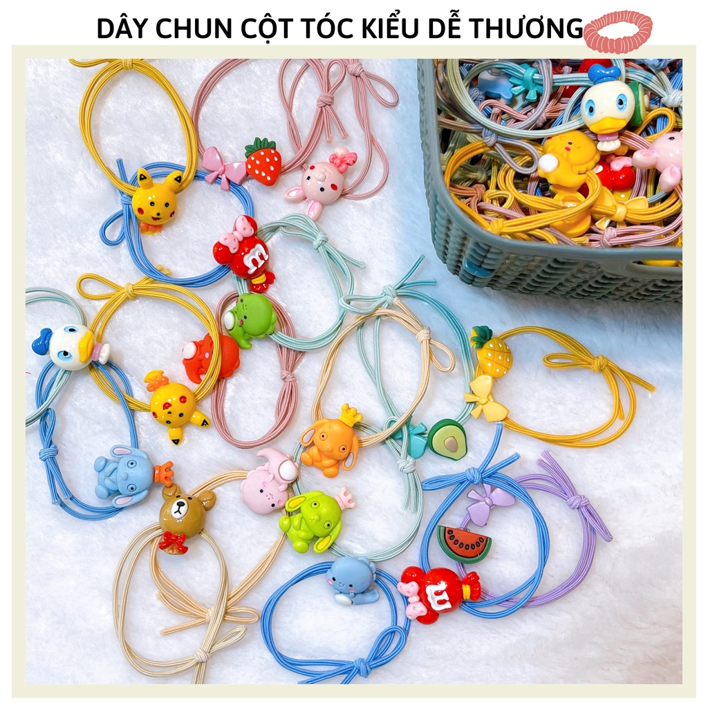 Dây cột tóc cao su, chun cột tóc kiểu hoạt hình dễ thương cho nữ