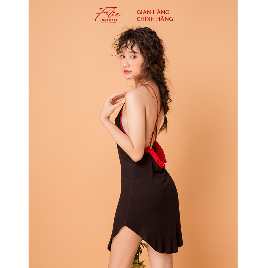 FolieHomewear Đầm thun gân trơn mặc nhà form suông freesize FD17.2