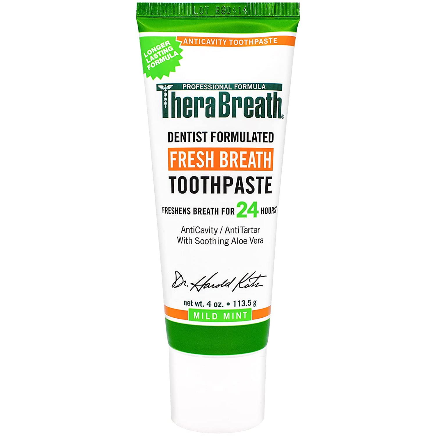 Kem đánh răng thơm miệng Therabreath 113.5g. TheraBreath Fresh Breath Dentist Formulated 24-Hour Toothpaste, Mild Mint, 4 Ounce